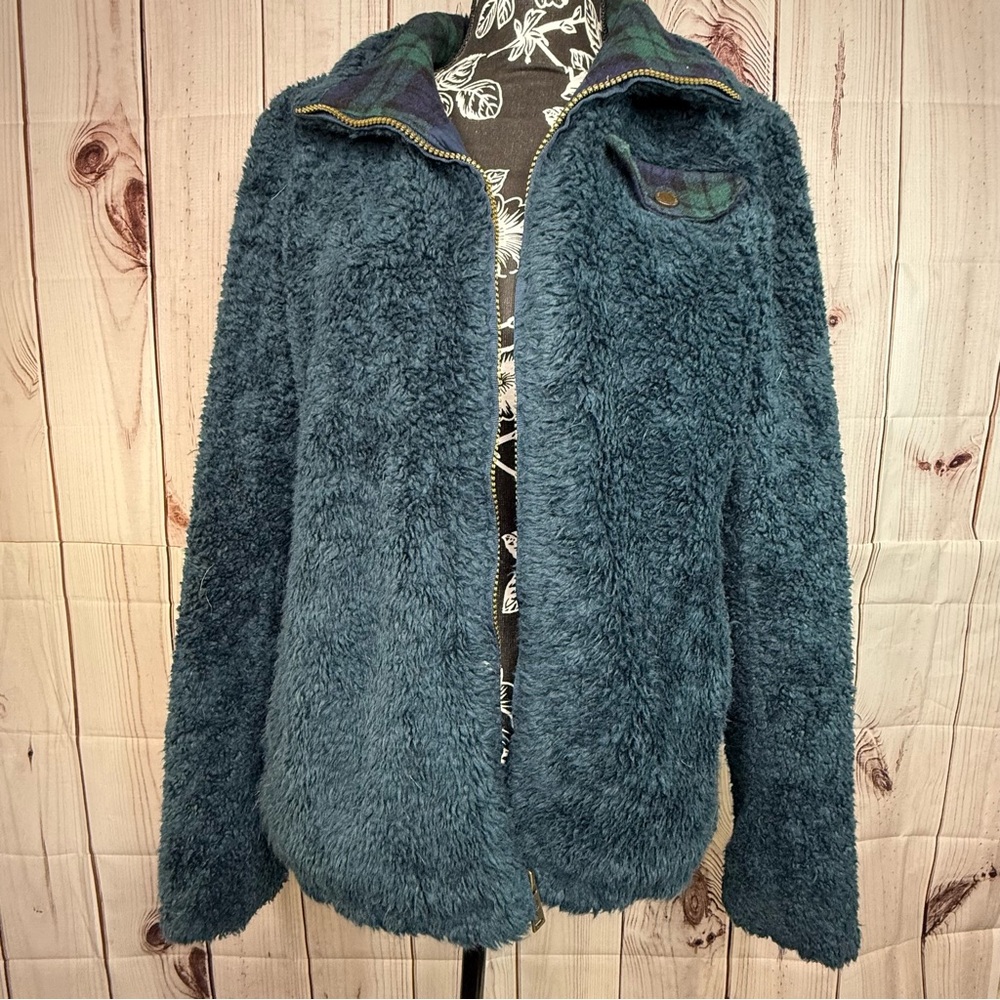 Pendleton sherpa zip up plaid mid weight soft fleece collared sweater jacket